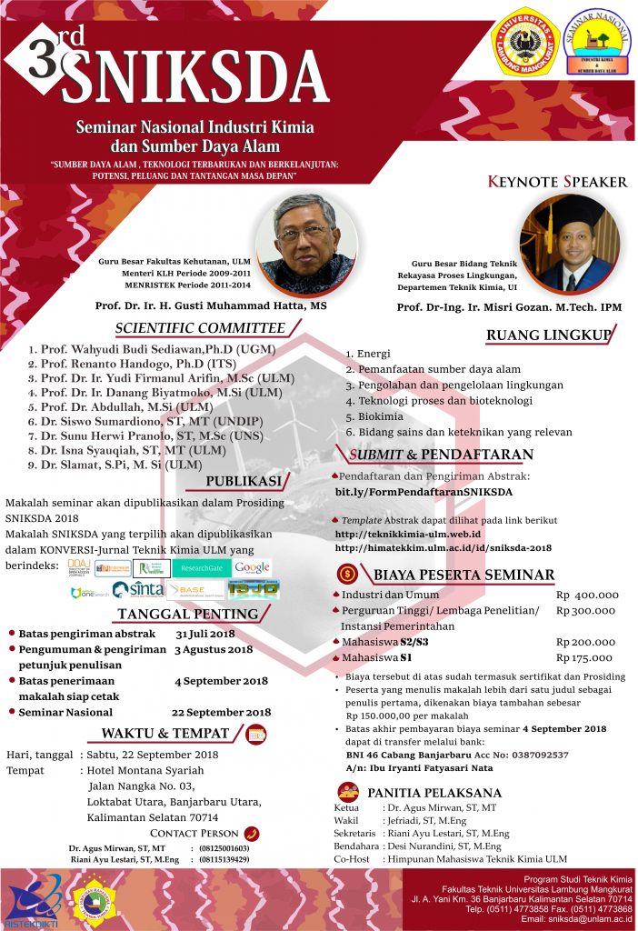 FLYER SNIKSDA 2018_ Teknik Kimia ULM